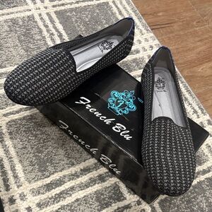 French Blu Elegant Black and Gray Loafers